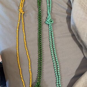 Beaded Knot Necklace Trio - Yellow, Green, Turquoise
